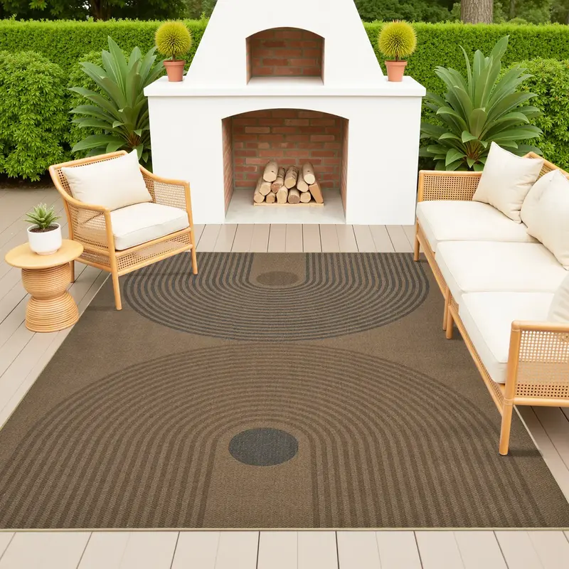 [CLEARANCE] MontVoo Outdoor Rug, Jute Washable Area Rug, Modern Woven Design, Non-Slip & Easy Care Outdoor Rug for Entryway O...