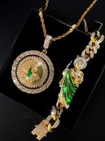 Saint Jude Taddiao Pendant Necklace & Bracelet Set, Rhinestone Decor 90s Vintage Jewelry Set for Party, Daily Clothing Decor,...