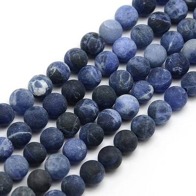 Nature Frosted Sodalite Round Bead Strands