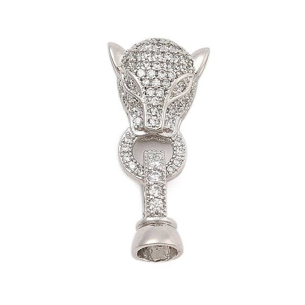 Brass Micro Pave Clear Cubic Zirconia Fold Over Clasps