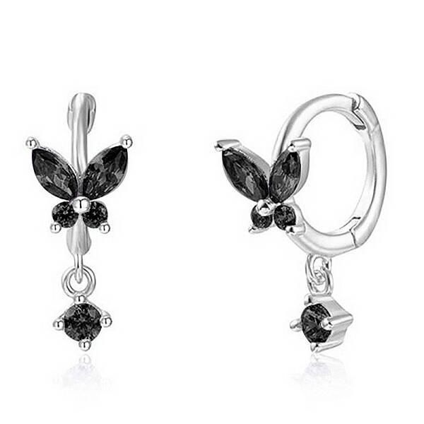 S925 Silver Butterfly Ear Cuffs with Multicolor Zirconia