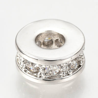 Brass Micro Pave Cubic Zirconia Beads
