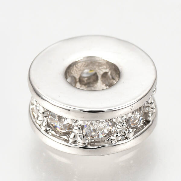 Brass Micro Pave Cubic Zirconia Beads