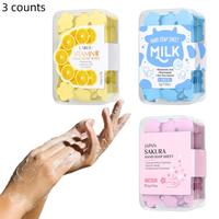 Portable Hand Washing Soap Sheets, 3 Boxes Disposable Soluble Mini Soap, Cleansing & Moisturizing, Scented Hand Wash Sheet fo...
