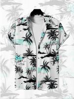 Men's Floral Print Short Sleeve Shirt, Regular Fit Casual Button Down Hawaiian Shortsleeve Shirt for Summer, Men's Top for Be...