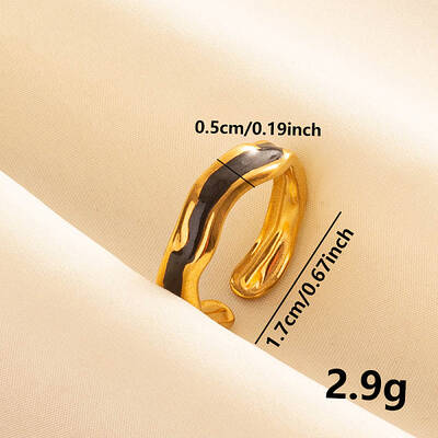 Stylish 304 Stainless Steel Enamel Cuff Ring