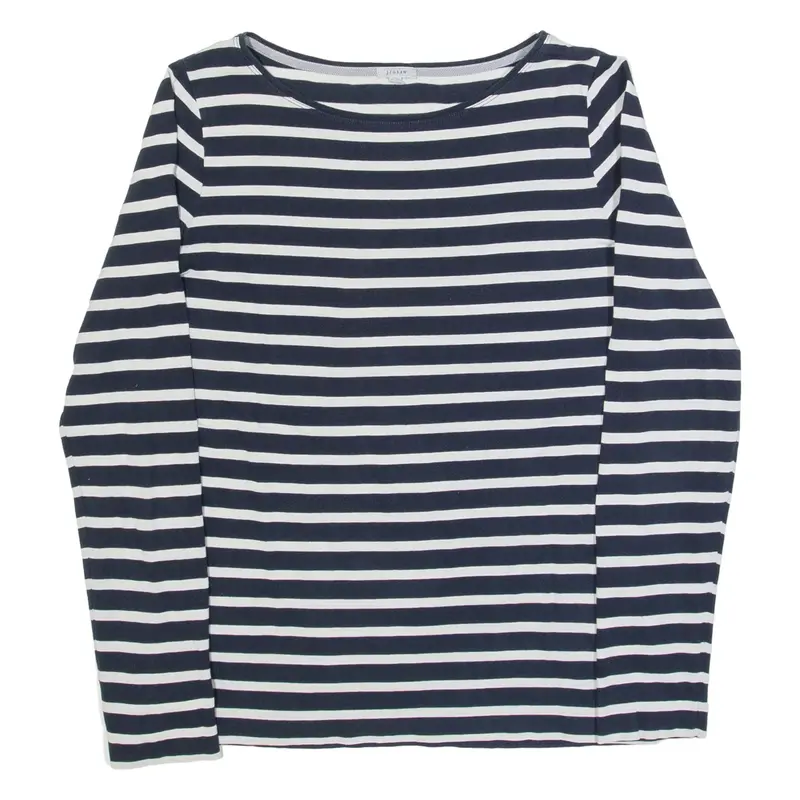 JIGSAW Striped Womens T-Shirt Black Long Sleeve M