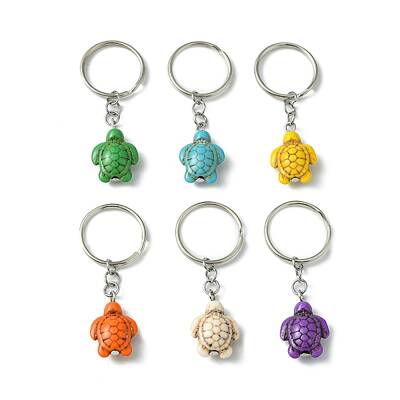 Dyed Synthetic Turquoise Sea Turtle Pendant Keychain