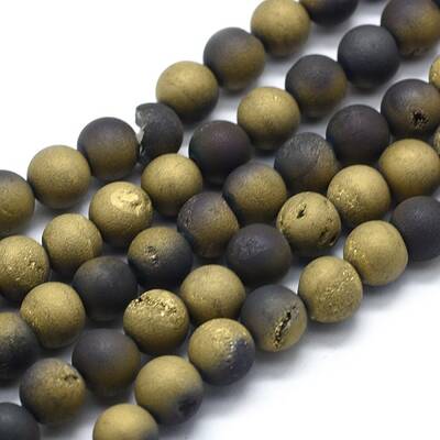 Electroplated Natural Druzy Agate Bead Strands
