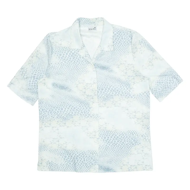 KARELIA Womens Printed Shirt Blue Collared Crazy Pattern M