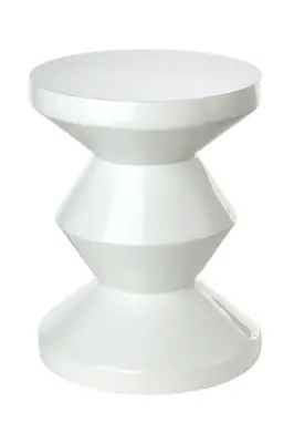 White Lacquered Accent Stool | Pols Potten Zig Zag