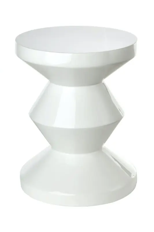 White Lacquered Accent Stool | Pols Potten Zig Zag