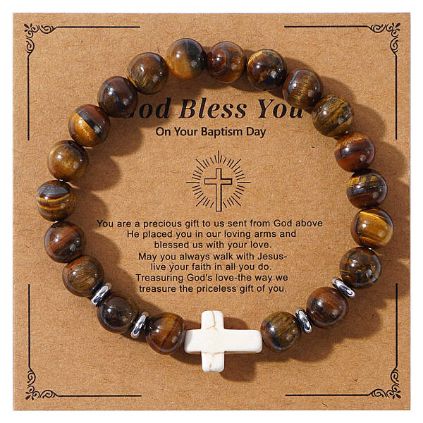Natural Tiger Eye Beads Stretch Bracelets for Women Men