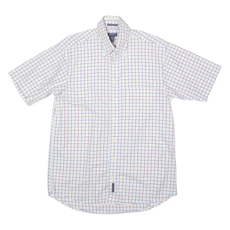 GANT Pinpoint Dress Fit Mens Shirt White 90s Check L