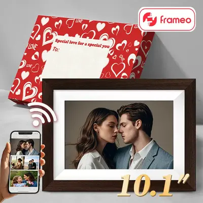 Frameo 10.1 Inch WiFi Digital Picture Frame with 1280x800P IPS Touch Screen Compact Design for Home or Office Use Easy Instal...