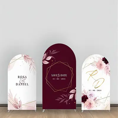 Wine Red Leaf Pink Floral Wedding Arch Backdrop Kit - Aperturee