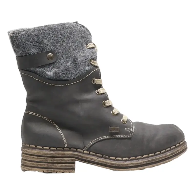 RIEKER Lace-Up Boots Grey Synthetic Womens UK 5