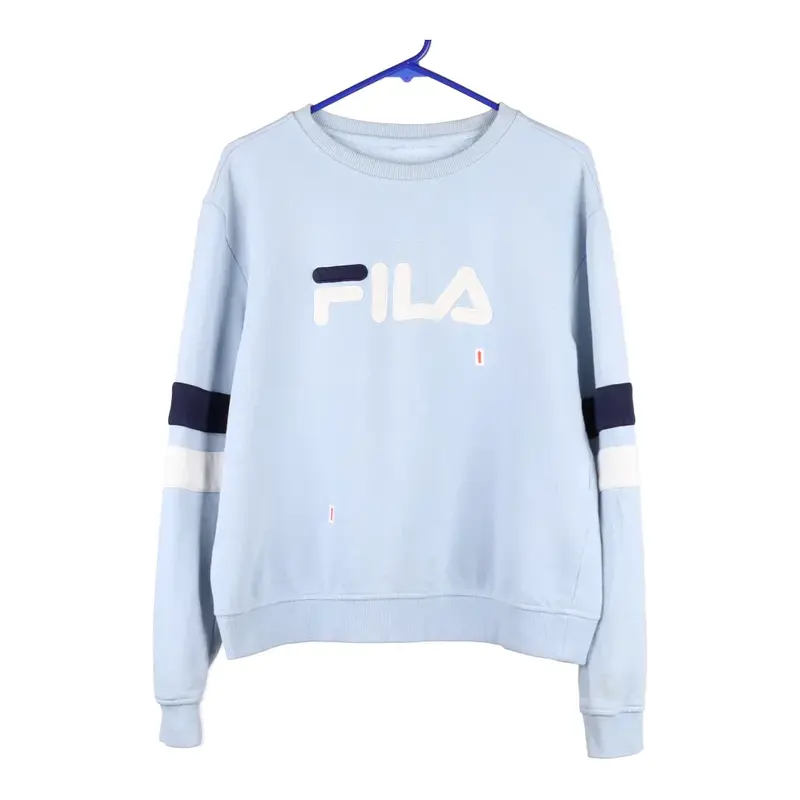 Fila Spellout Sweatshirt - Large Blue Cotton Blend