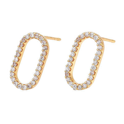 Clear Cubic Zirconia Oval Stud Earrings