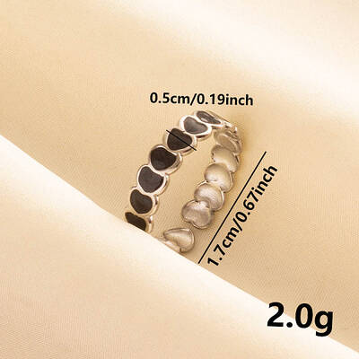Heart 304 Stainless Steel Enamel Cuff Ring