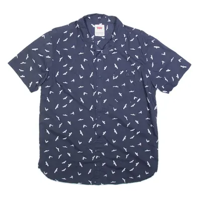 LEVI'S Bird Pattern Mens Shirt Blue L