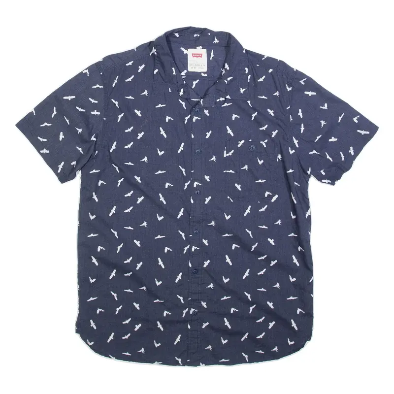 LEVI'S Bird Pattern Mens Shirt Blue L
