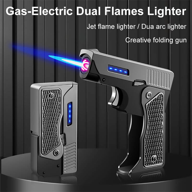 Gas-Electric Dual Flame Torch Lighter Windproof Direct Flame