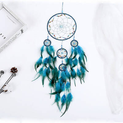 Silk Thread Woven Net/Web with Feather Pendant Decoration