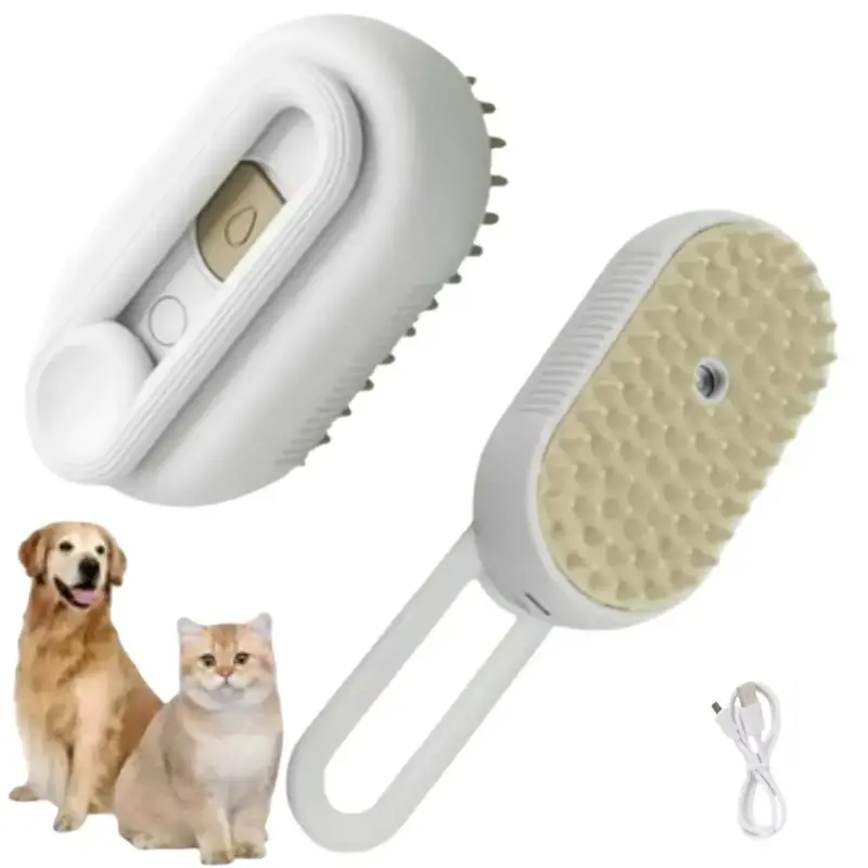 Pet Steam Brush,Cat Dog Hair Remover, Adjustable Pet Hair Remover,Pet Steamy Mist,Steam Pet Brush for Pet Hair 3-IN-1 Steamy ...