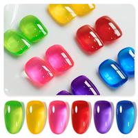 GAOY Colored Glaze Jelly Gel Nail Polish of 6 Transparent Yellow Blue Green Red Pink Purple Colors Sheer Gel Polish Kit for S...
