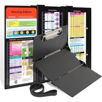 Nursing Clipboard with Nursing and Medical Edition Cheat Sheets 3 Layers Aluminum Foldable Nurse Clip Boards Notepad for Stud...