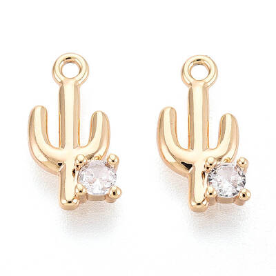 Brass Micro Pave Clear Cubic Zirconia Charms