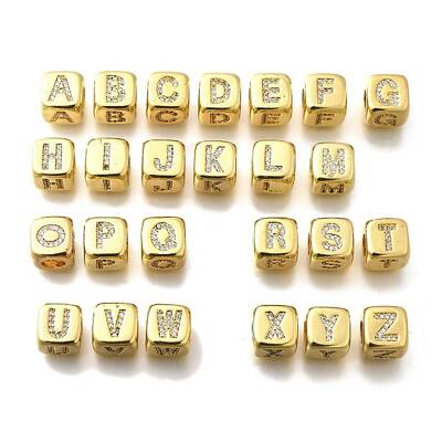 Brass Micro Pave Cubic Zirconia Beads