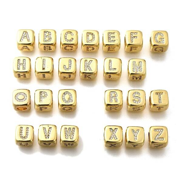 Brass Micro Pave Cubic Zirconia Beads