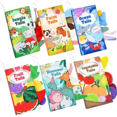 Soft Baby Books, 1 Count Touch Feel Tummy Time Books, Crinkle Cloth Book, Early Development Interactive Stroller Soft Toys