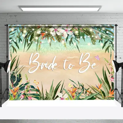 Bride To Be Floral Sand Sea Bridal Shower Backdrop - Aperturee
