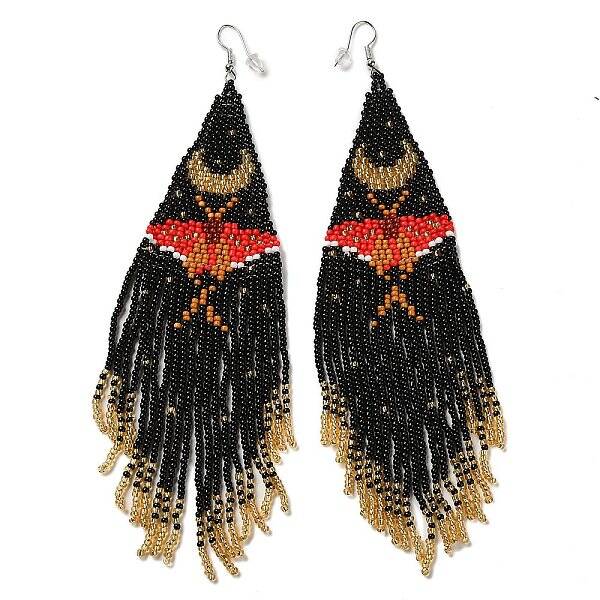 Bohemia Woven Glass Seed Bead Dangle Earrings