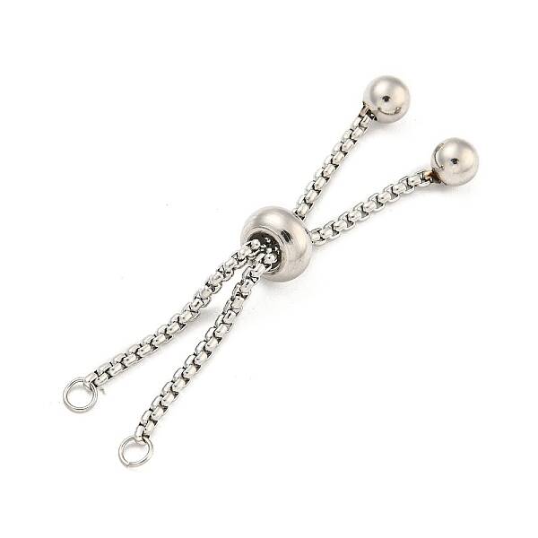 Non-Tarnish Adjustable 304 Stainless Steel Box Chain Slider Bracelet Making
