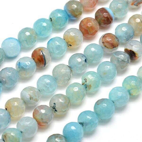 Dyed Natural Agate Faceted Round Beads Strands