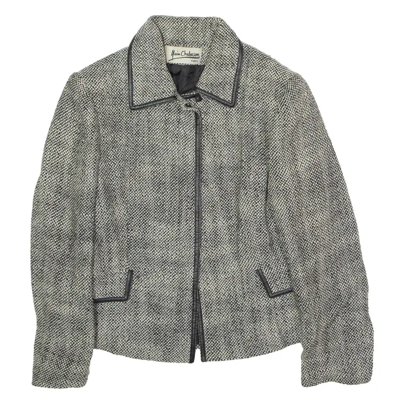 NAIN CHABASON Womens Blazer Jacket Grey Knit Wool 90s UK 10