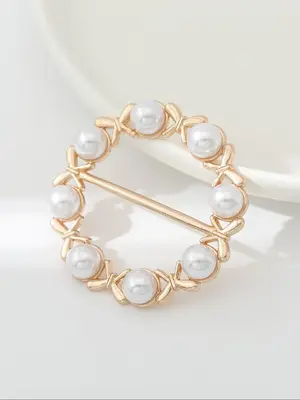 Faux Pearl Decorated Brooch Pin, Multifunctional Decorative Brooch for Women, Fashion Accessories for Daily Wear