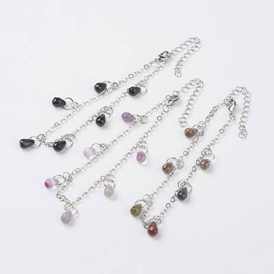 Faceted Natural Gemstone Anklets