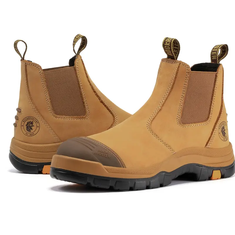 ROCKROOSTER Soft Toe Work Boots for Men Footwear Comfort Shoe boots Botas Slip-resistant Rubber Outsole Nubuck Leather Prot...