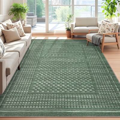 Garvee Washable 8x10 Area Rug - Soft Low-Pile, Stain Resistant - 100% Polyester, Non-Slip Backing, Foldable - Living Room, Be...