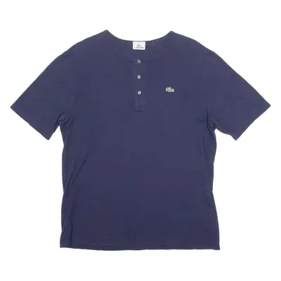 LACOSTE Collarless Mens Polo Shirt Blue XL