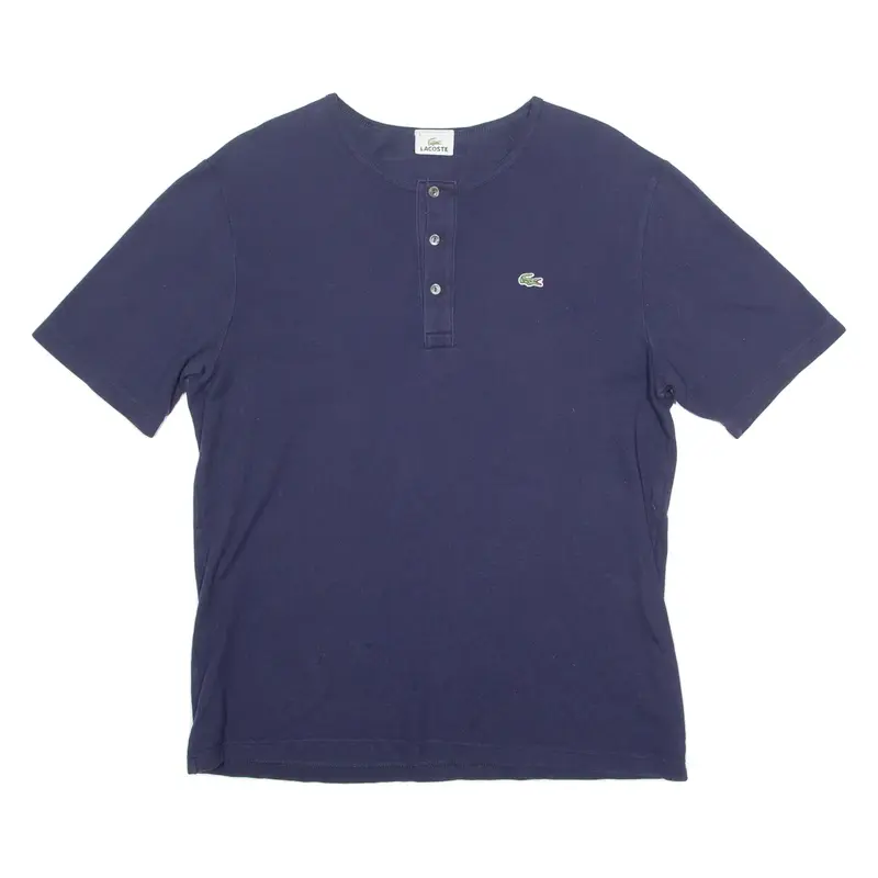 LACOSTE Collarless Mens Polo Shirt Blue XL