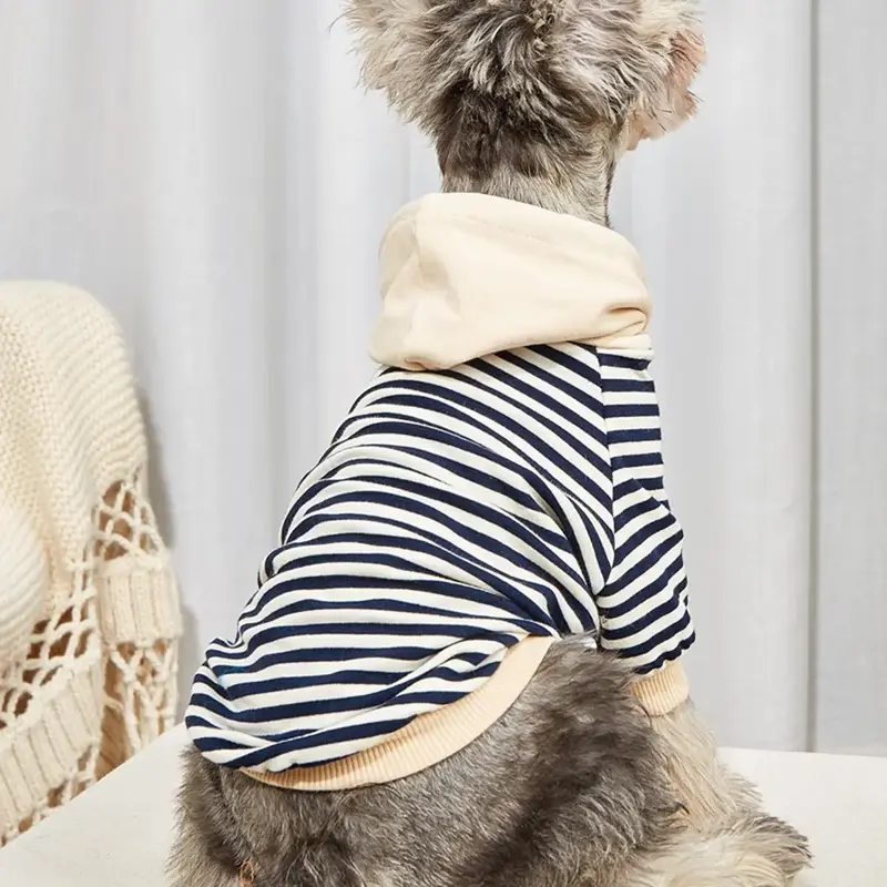 Cute Striped Dog Hoodie, Black and White Striped Two-Leg Hoodie for Small Medium Large Dogs, Comfortable Fashion Sweatshirt C...