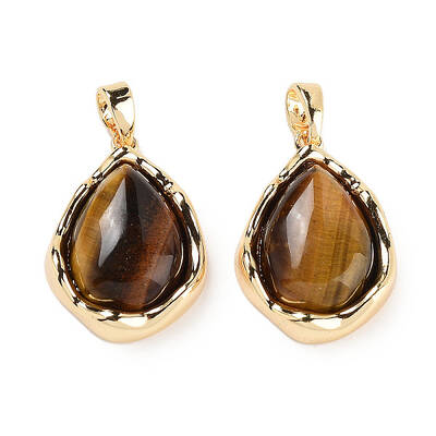 Natural Tiger Eye Teardrop Pendants