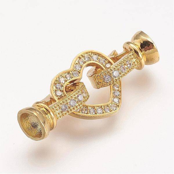 Brass Micro Pave Cubic Zirconia Fold Over Clasps