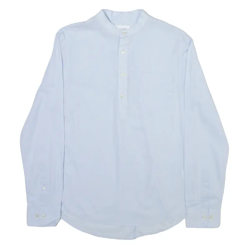 PIER ONE Mens Plain Shirt Blue Long Sleeve S